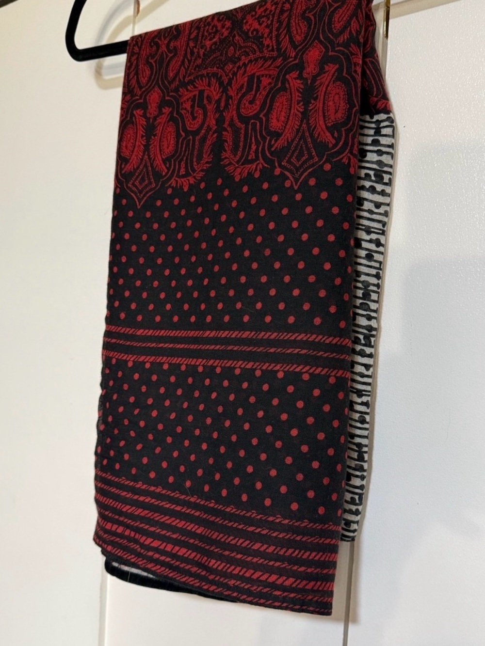 BP Boho Red Black Lightweight Scarf Wrap Shawl Mixed Print Nordstrom - Picture 9 of 13